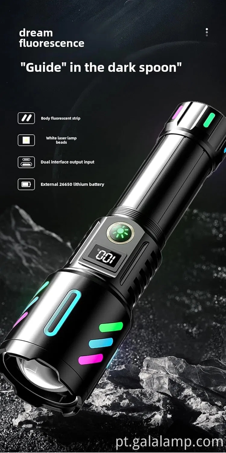 Lanterna portátil de 5 modos LED com foco ajustável